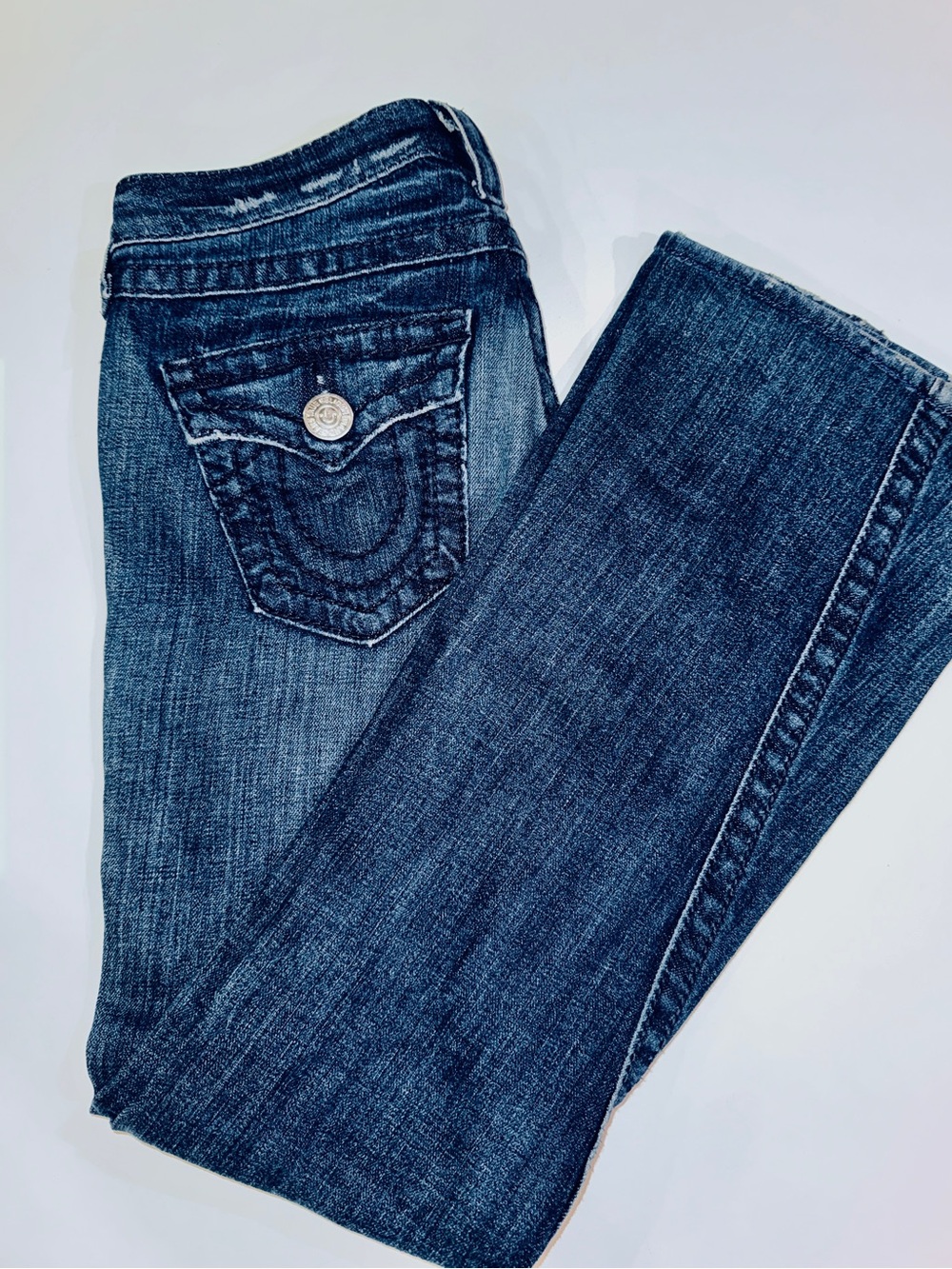 Vintage True Religion Big T JoeyJeans - dark blue wash - waist 28- LOW RISE